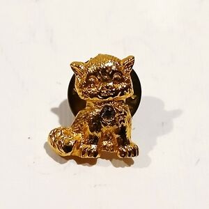 Vintage Goldtone Cat Lapel Pin - Pets Cat Accessory